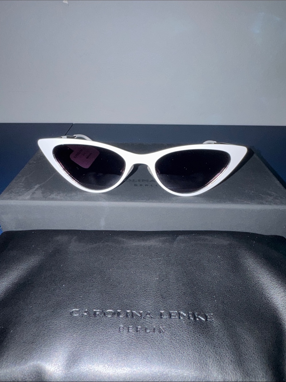 Carolina Lemke White Cat-Eye Sunglasses for Women